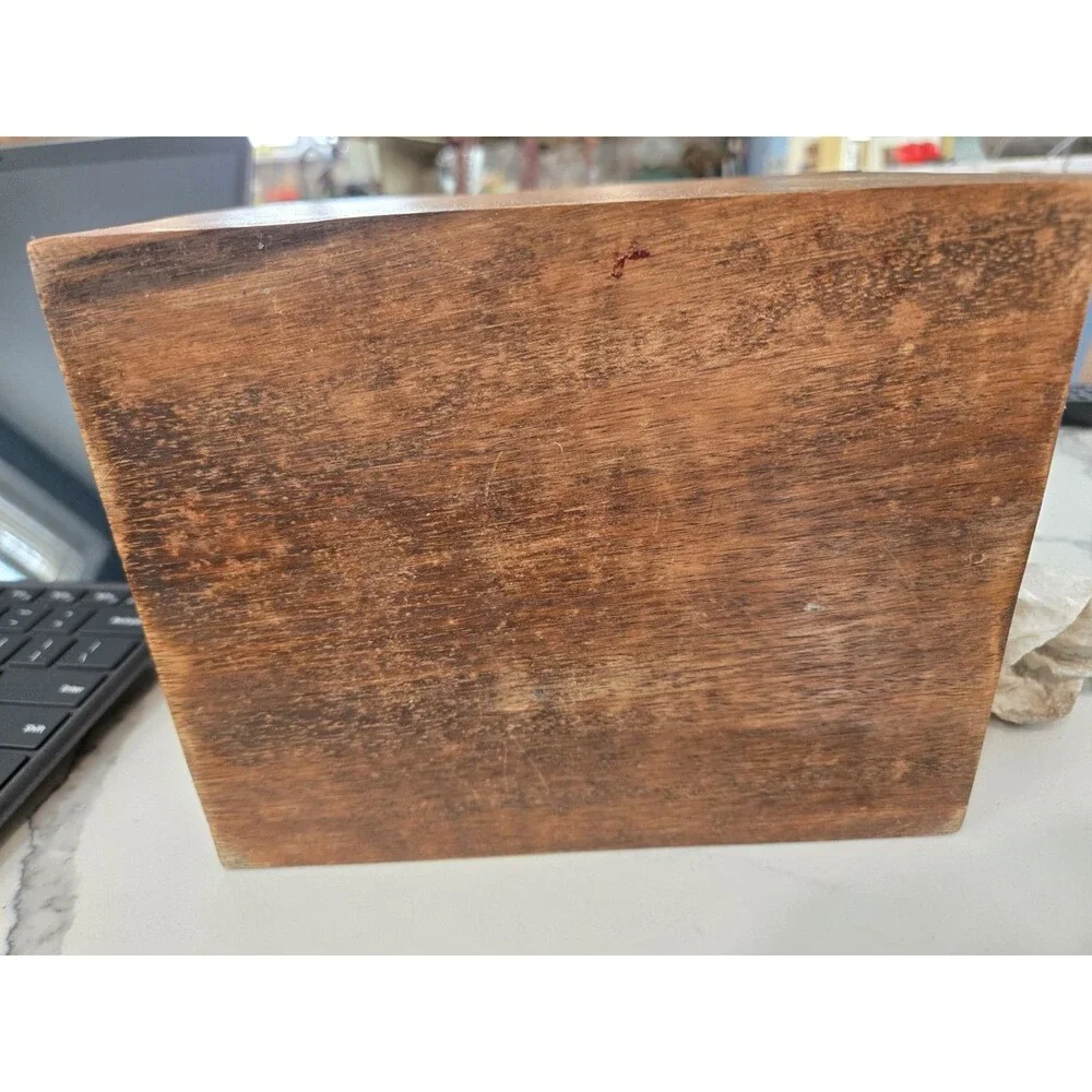 Vtg hand-carved wooden box - Keepsakes, Memories, Recipes Jewelry Trinket Box